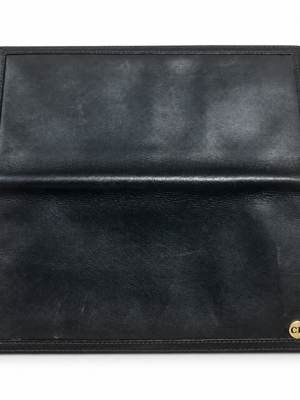 Vintage Christian Dior black leather gold CD wallet